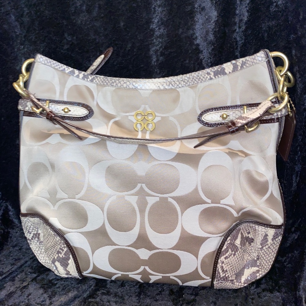 Coach Python Trimmed Hobo Bag